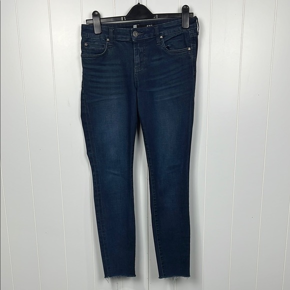 Kut Womens Jeans 6 Dark Wash Mia Toothpick Skinny Zip/Button Fly Raw Hem Trendy - Picture 1 of 14